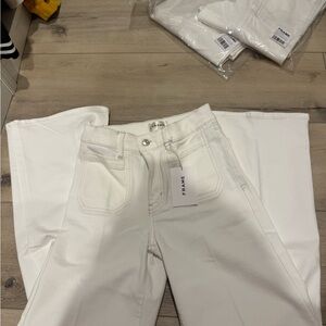 Frame Denim Le Slim Palazzo Modernist Jeans in Off-White NWT 25